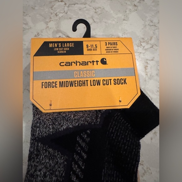 NWT Carhartt Men’s large - Black and Gray Classic Force Mid weight Low Cut Socks - Picture 5 of 11